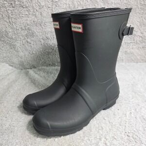 Hunter Original Short Back Adjustable Rain Boots Black Women US 11 Excellent